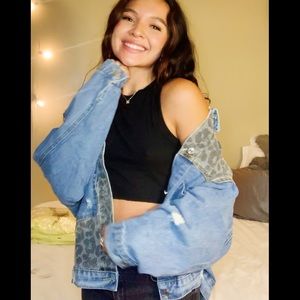 LEOPARD PRINT DENIM JACKET